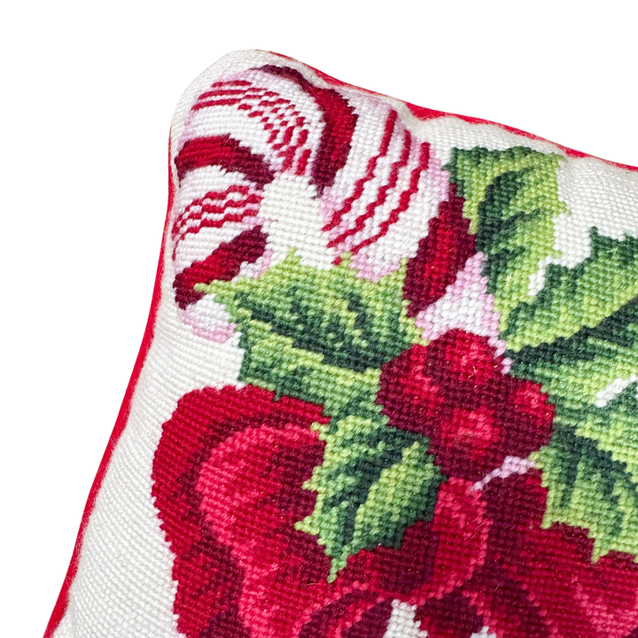 Vintage Candy Cane Needlepoint Pillow