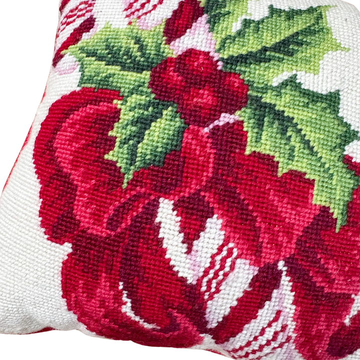 Vintage Candy Cane Needlepoint Pillow