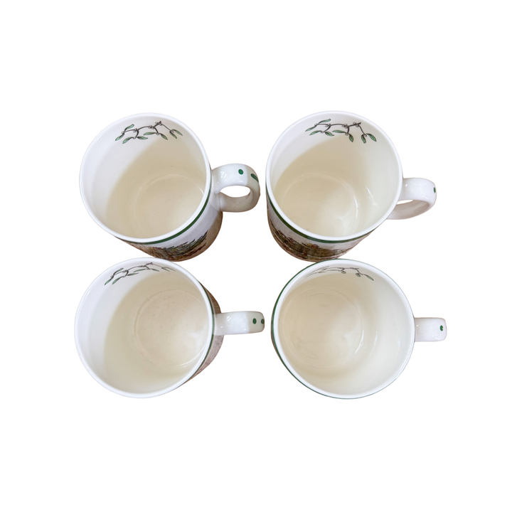 Vintage Set of Four Spode Christmas Tree Mugs
