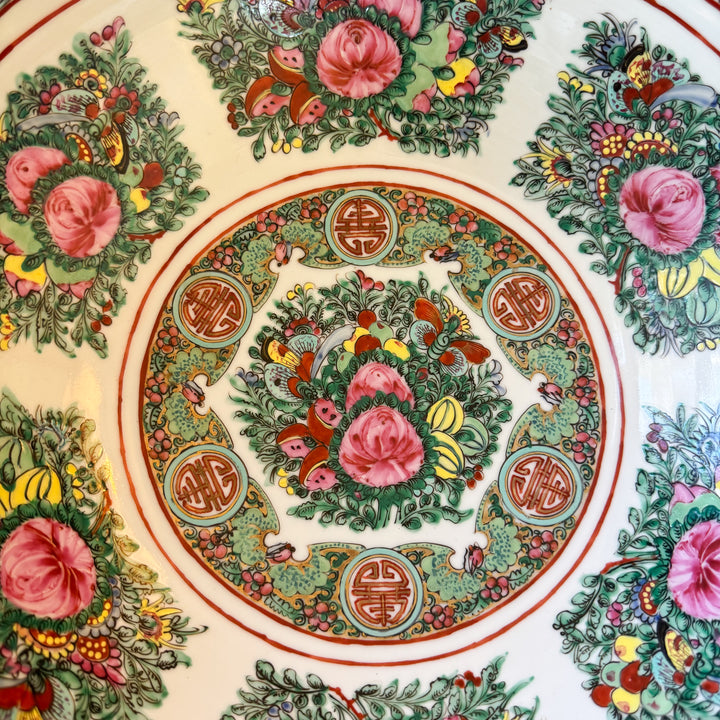 Vintage Extra Large Rose Canton Punch Bowl