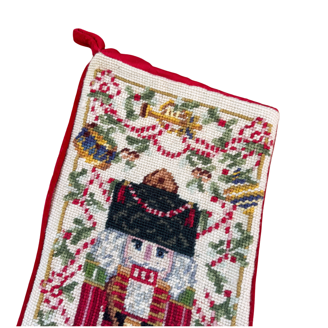 Vintage Katha Diddel Nutcracker Needlepoint Stocking