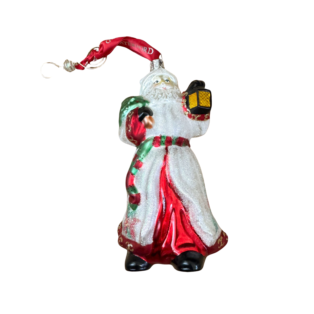 Vintage Waterford Poinsettia Santa Ornament