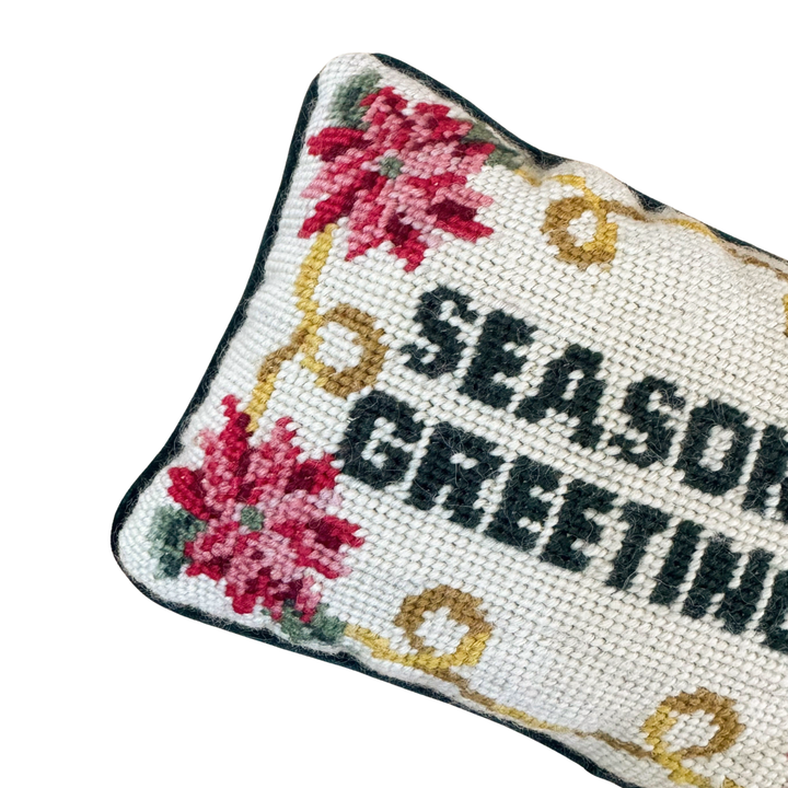 Season's Greetings Needlepoint Pillow