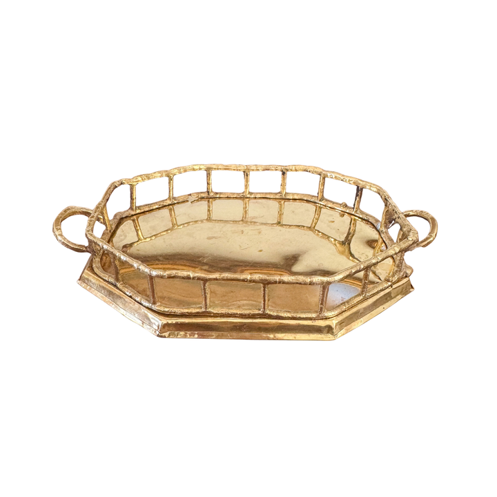 Vintage Petite Brass Bamboo Tray