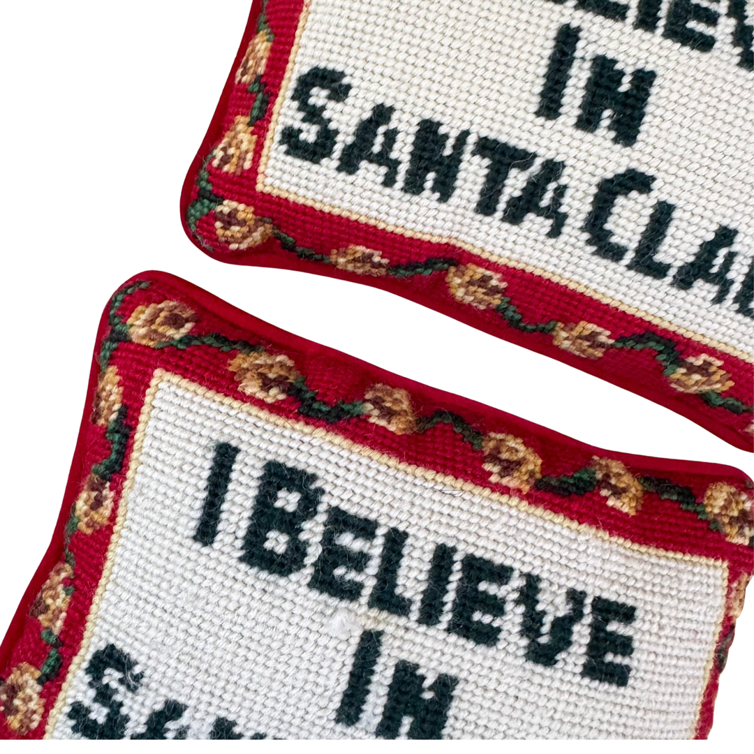 I Believe In Santa Claus Needlepoint Pillow
