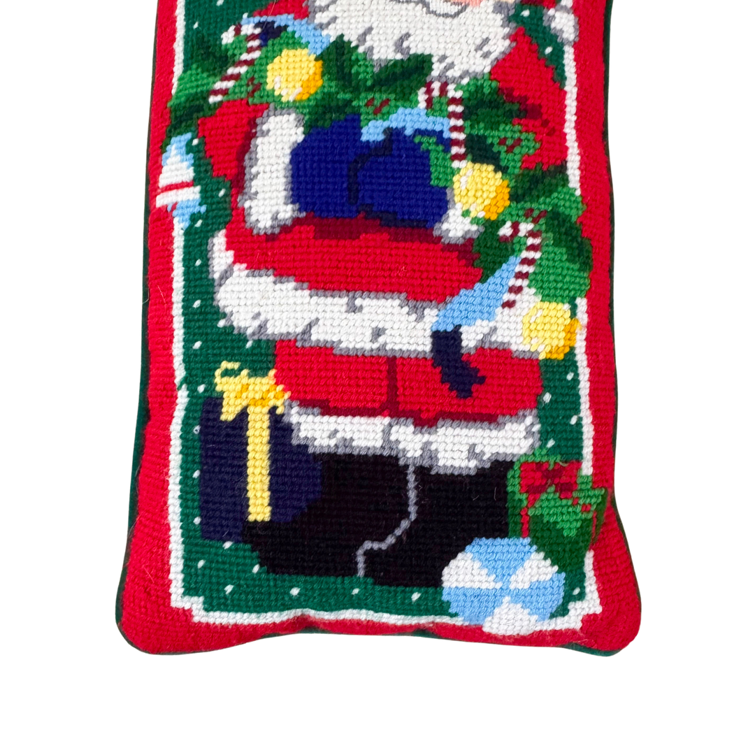 Vintage Santa Rectangular Needlepoint Pillow