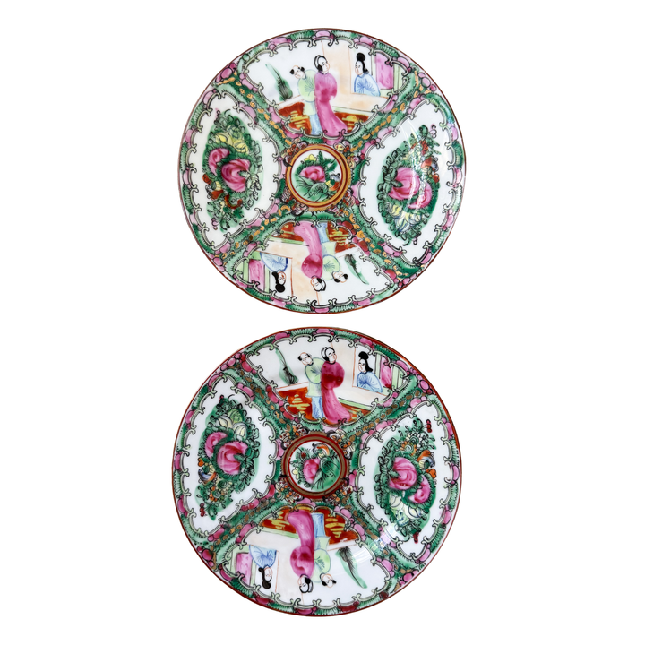 Vintage Pair of Rose Medallion Plates