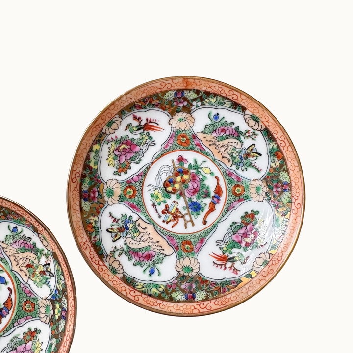 Pair of Vintage Famille Rose Small Accent Plates