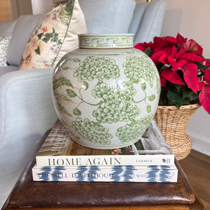 Green and White Phoenix Ginger Jar