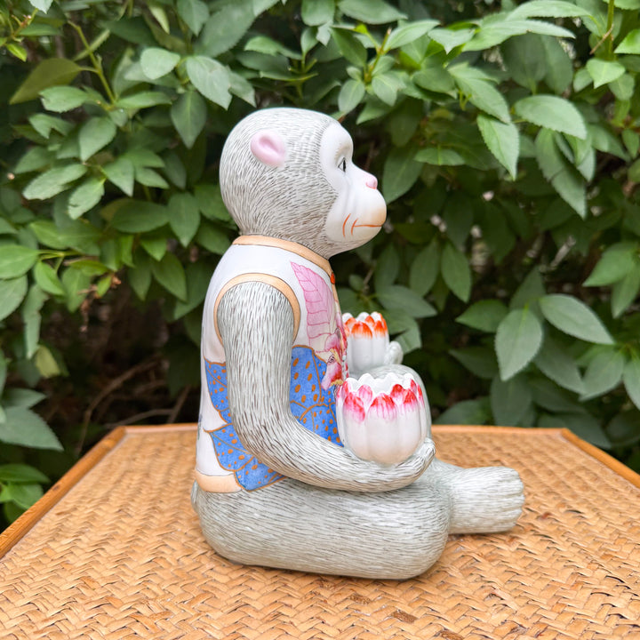 Tobacco Leaf Monkey Lotus Candle Holder