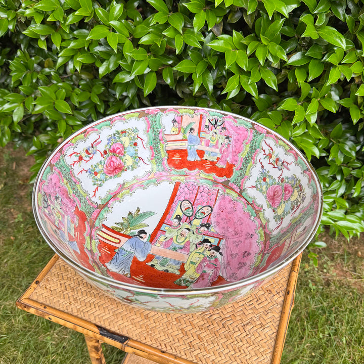 Vintage XL Rose Medallion Punch Bowl