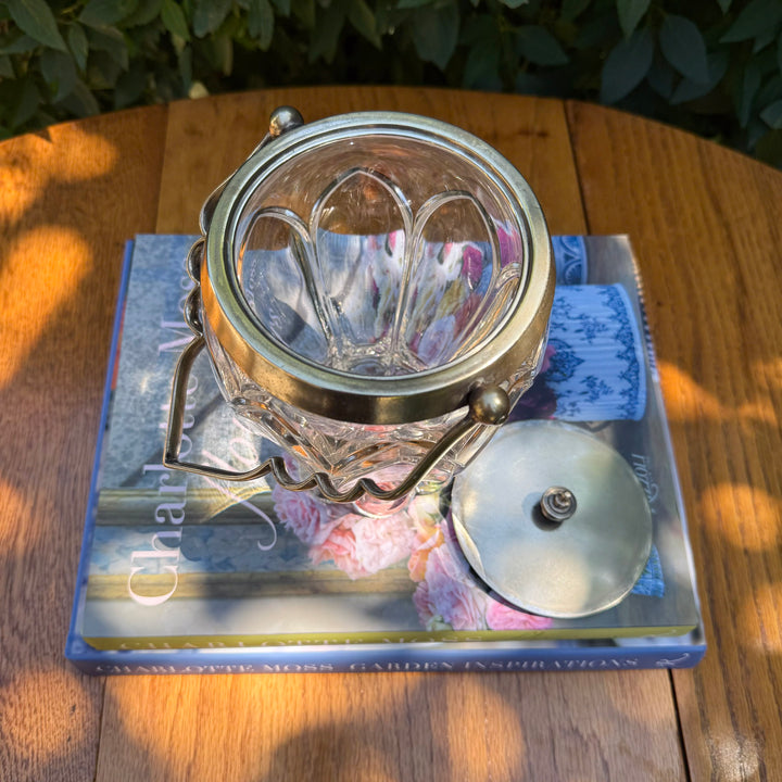 Antique English Glass Biscuit Barrel