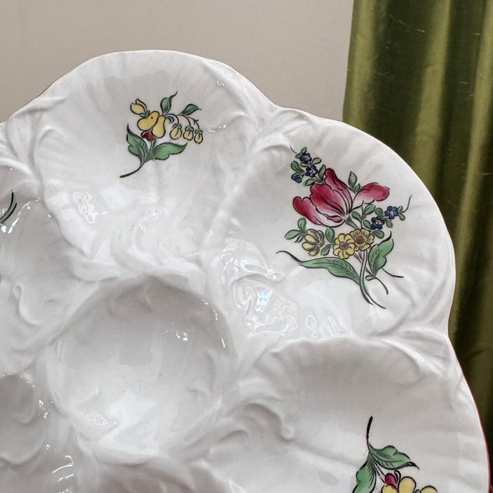 Antique Luneville French Floral Oyster Plates