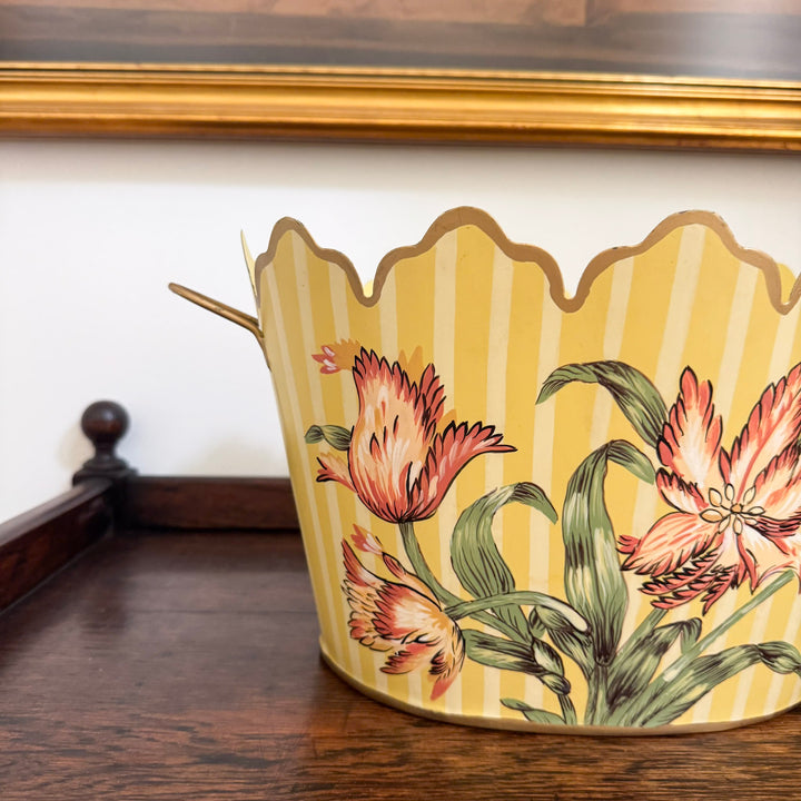 Scalloped Floral Tin Planter