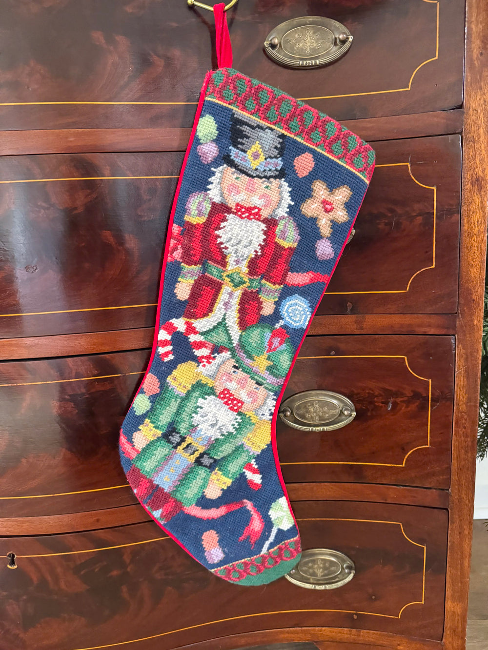 Vintage Nutcracker and Candy Needlepoint Stocking
