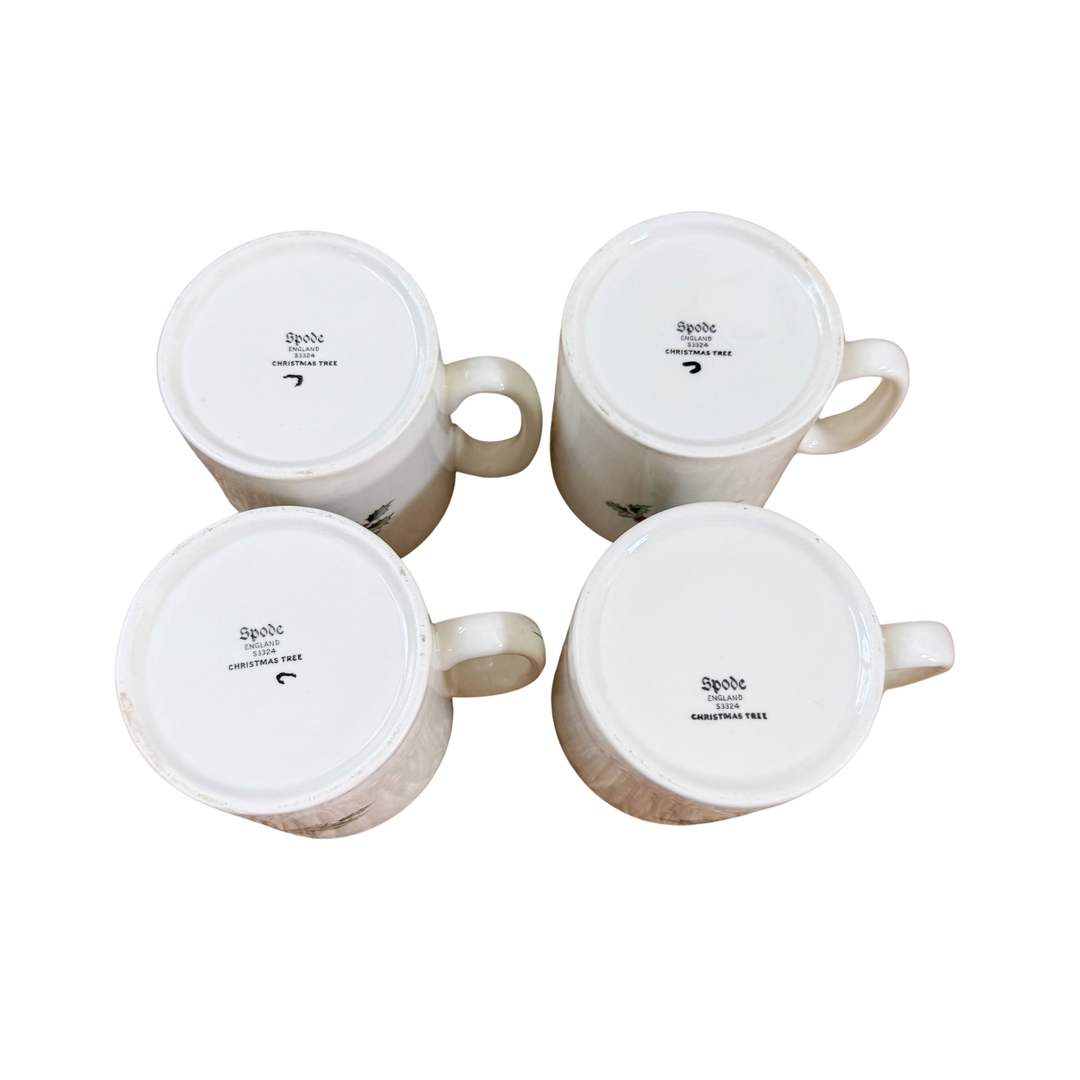 Vintage Set of Four Spode Christmas Tree Mugs