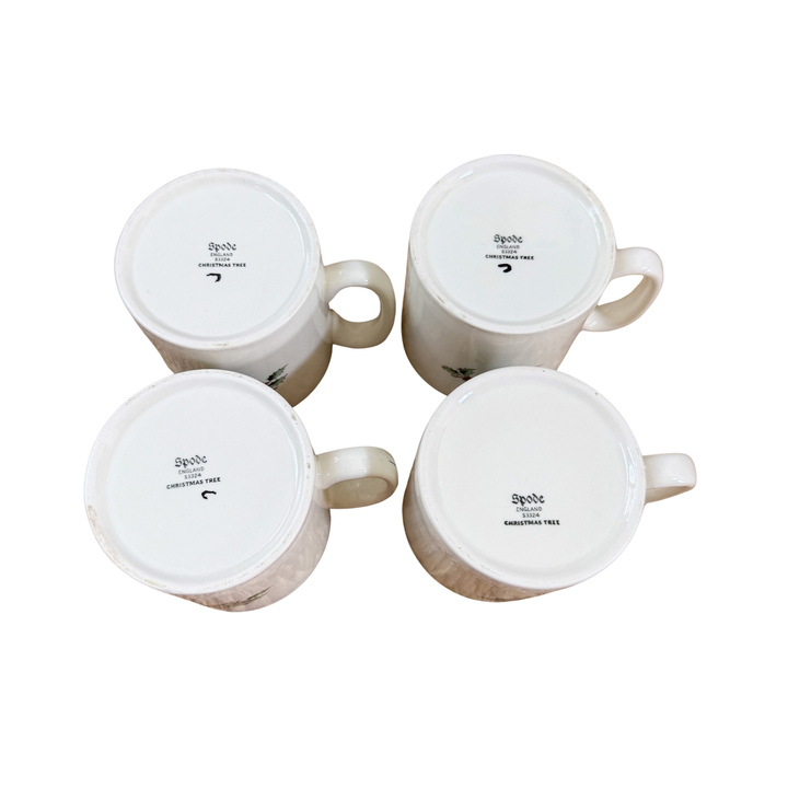 Vintage Set of Four Spode Christmas Tree Mugs