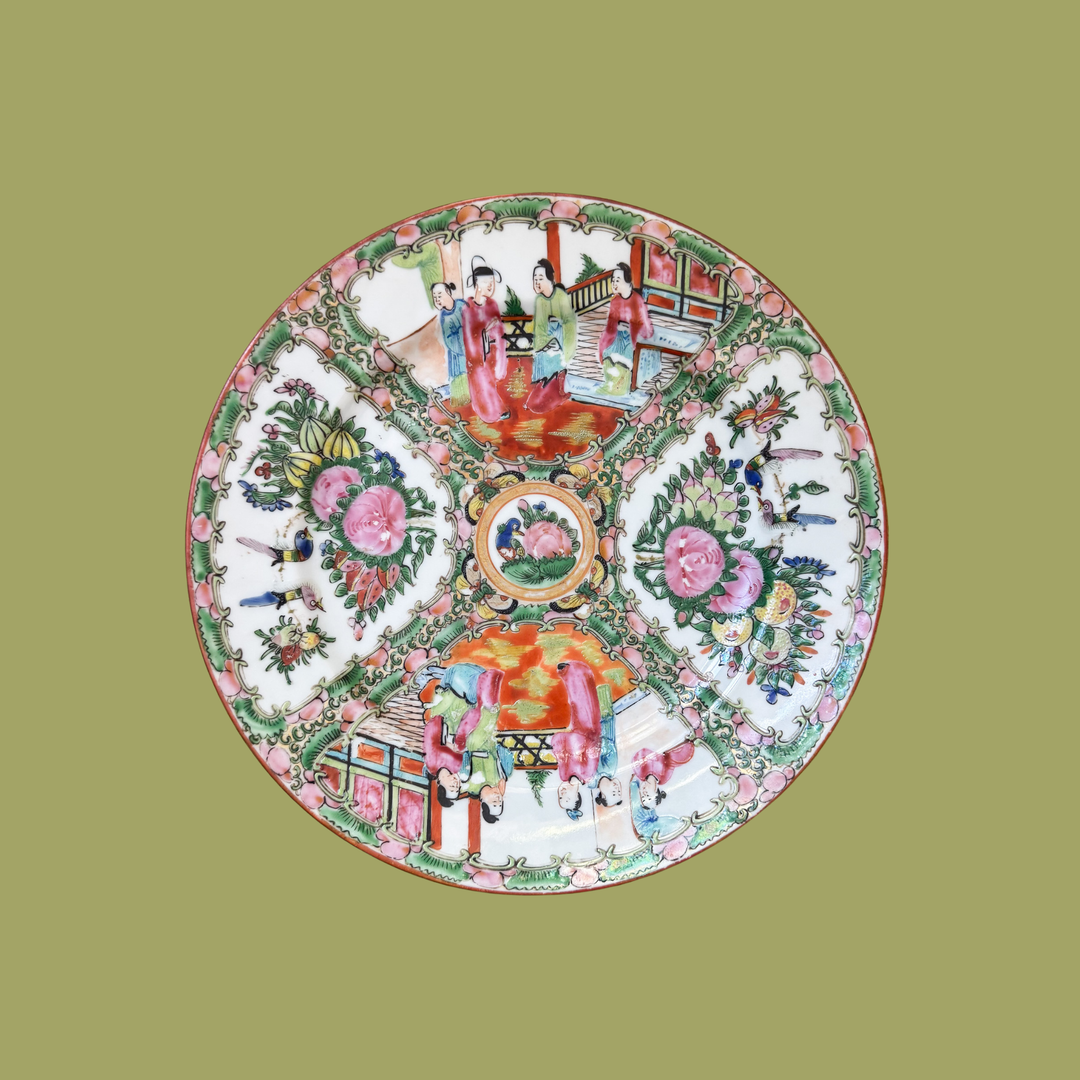 Pair of Antique Rose Medallion 10" Plates