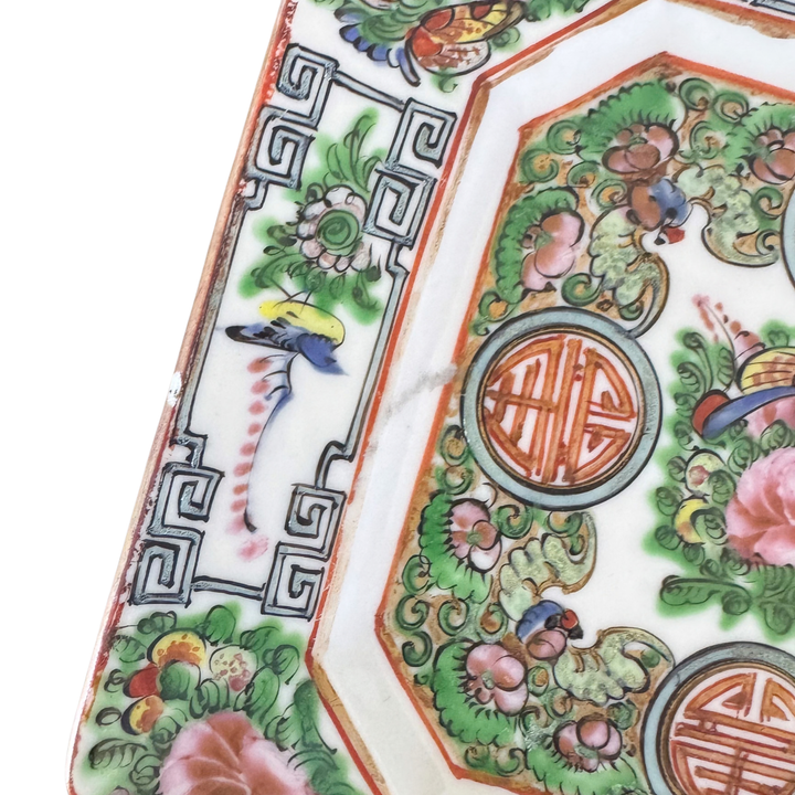 Antique Small Rose Canton Square Plates - Sold Individually