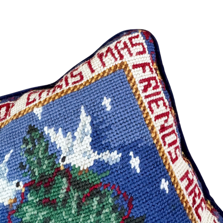 Vintage Friends Are the Magic of Christmas Needlepoint Pillow