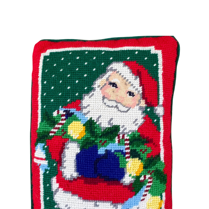 Vintage Santa Rectangular Needlepoint Pillow
