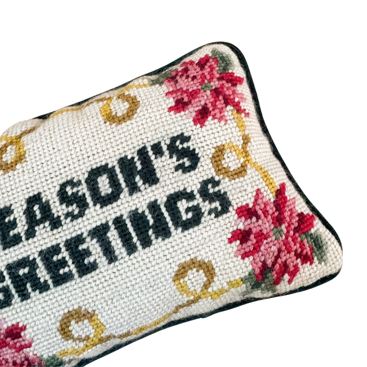 Season's Greetings Needlepoint Pillow