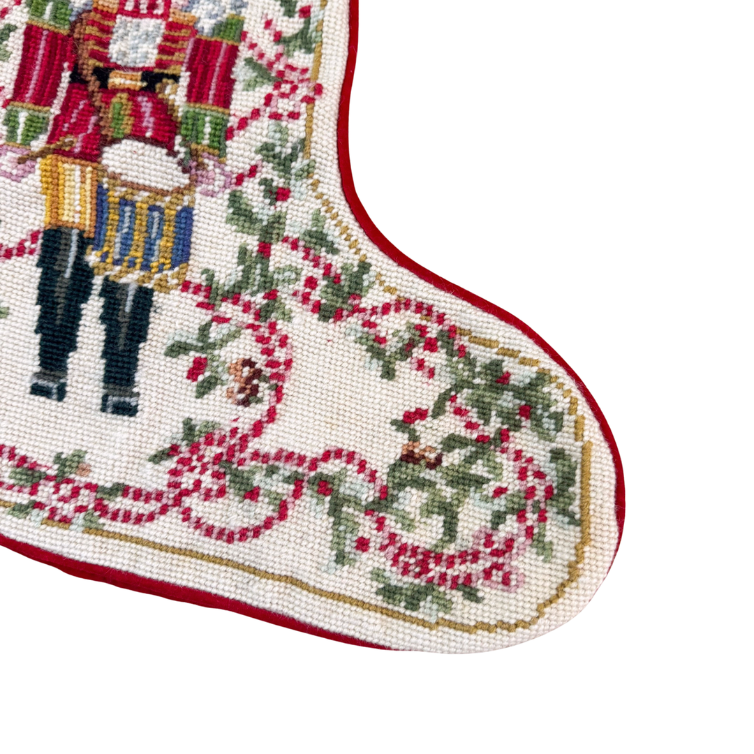 Vintage Katha Diddel Nutcracker Needlepoint Stocking