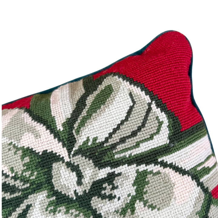 Vintage Bow Christmas Needlepoint Pillow