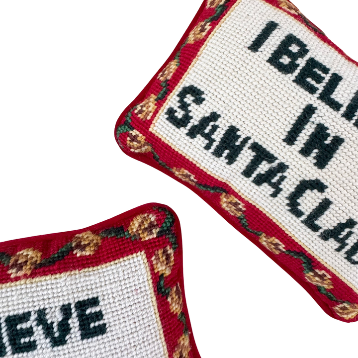 I Believe In Santa Claus Needlepoint Pillow