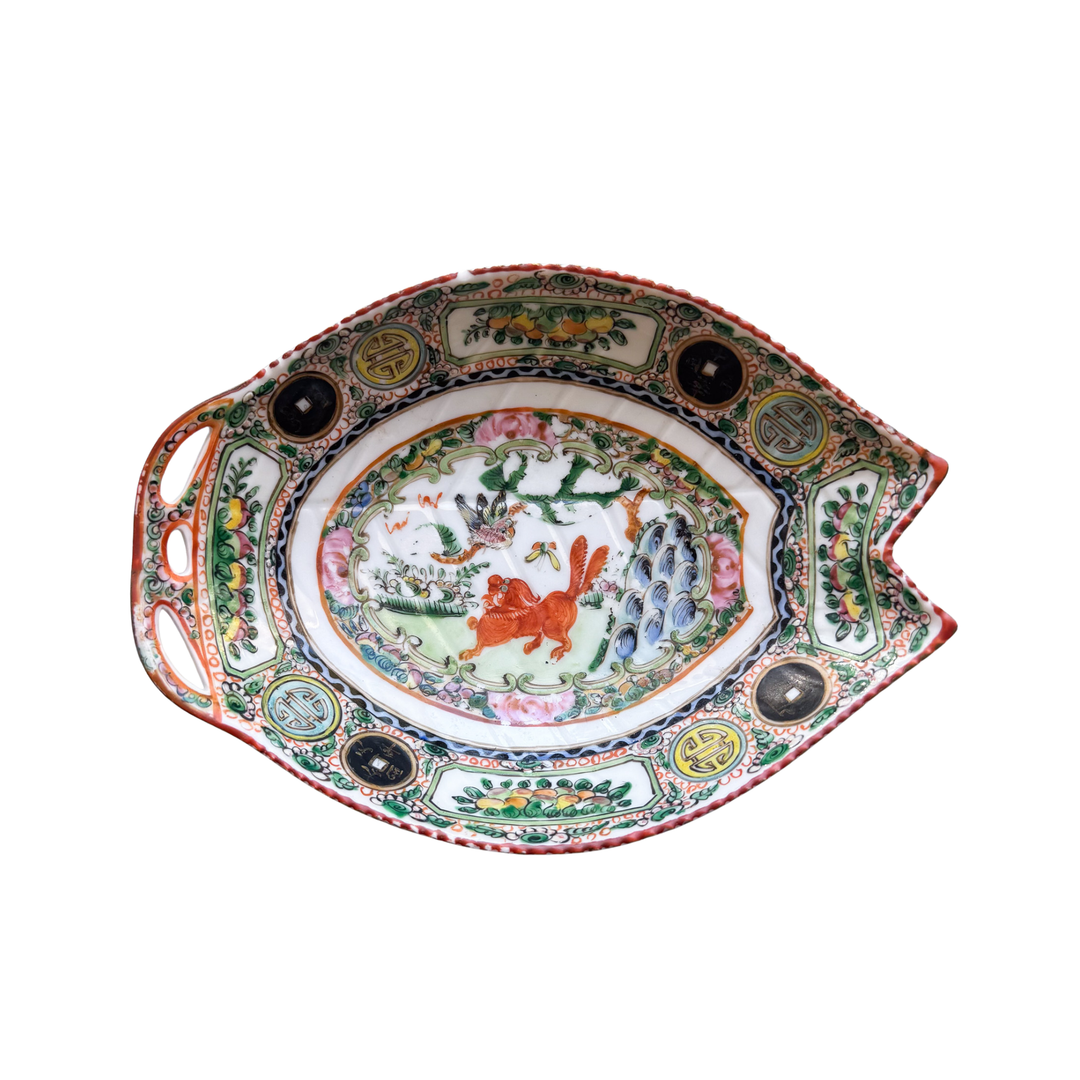 Antique Famille Rose Large Fish Plate
