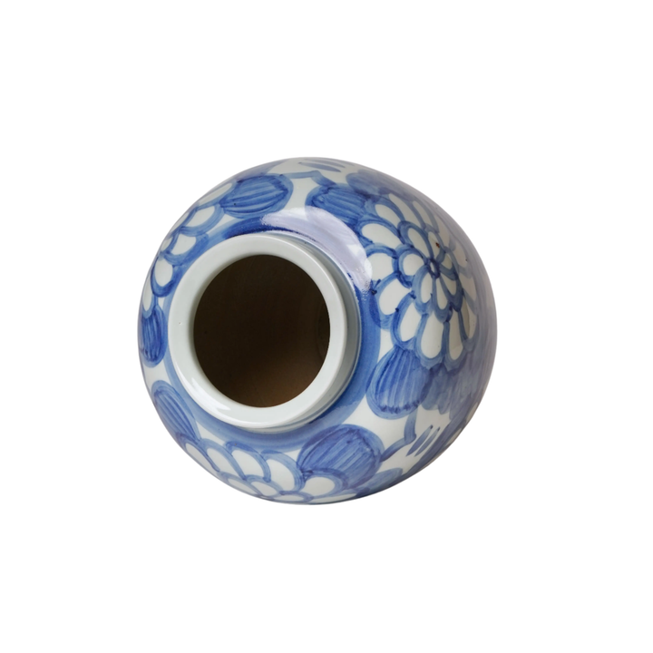 Hand Painted Floral Blue and White Vase