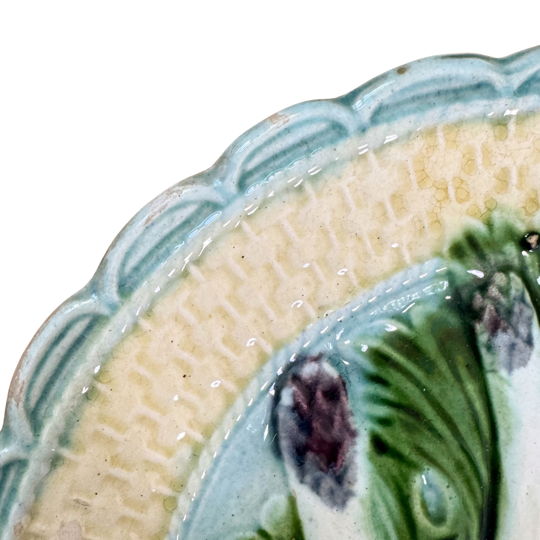 Pair of Antique French Majolica Asparagus Plates