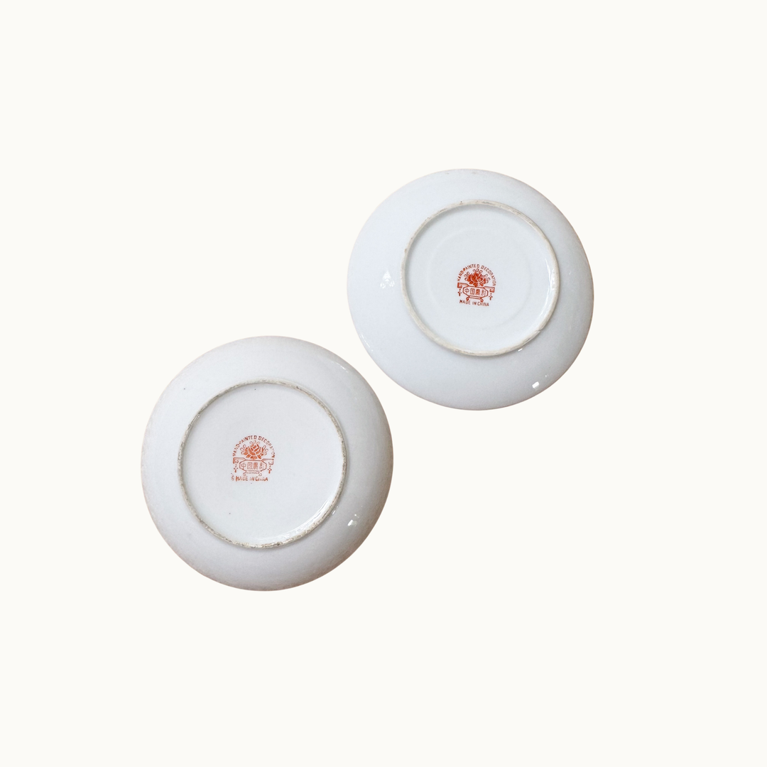 Pair of Vintage Famille Rose Small Accent Plates