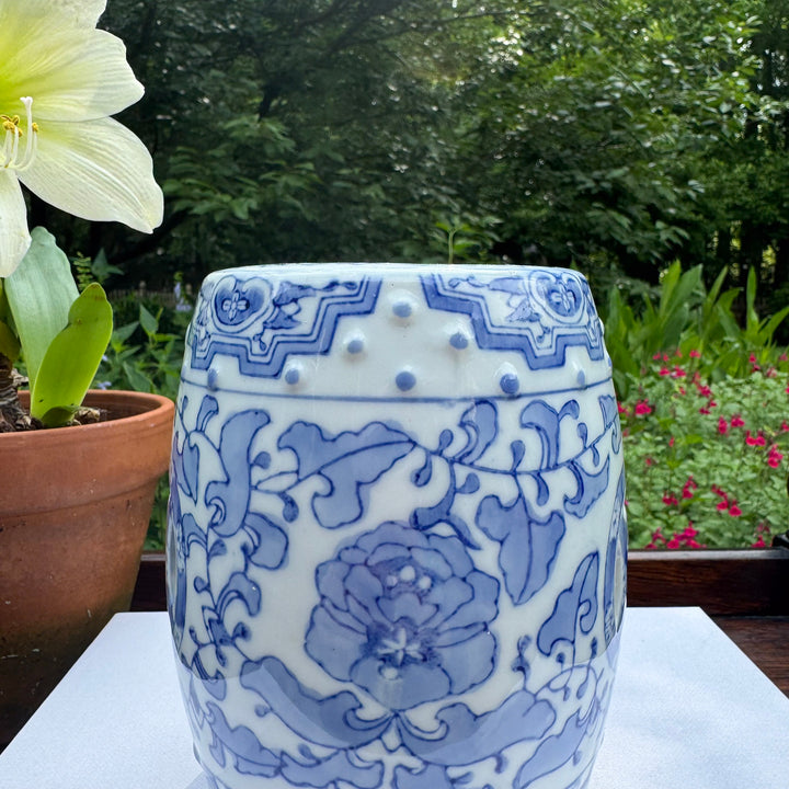 Vintage Mini Blue and White Garden Stool