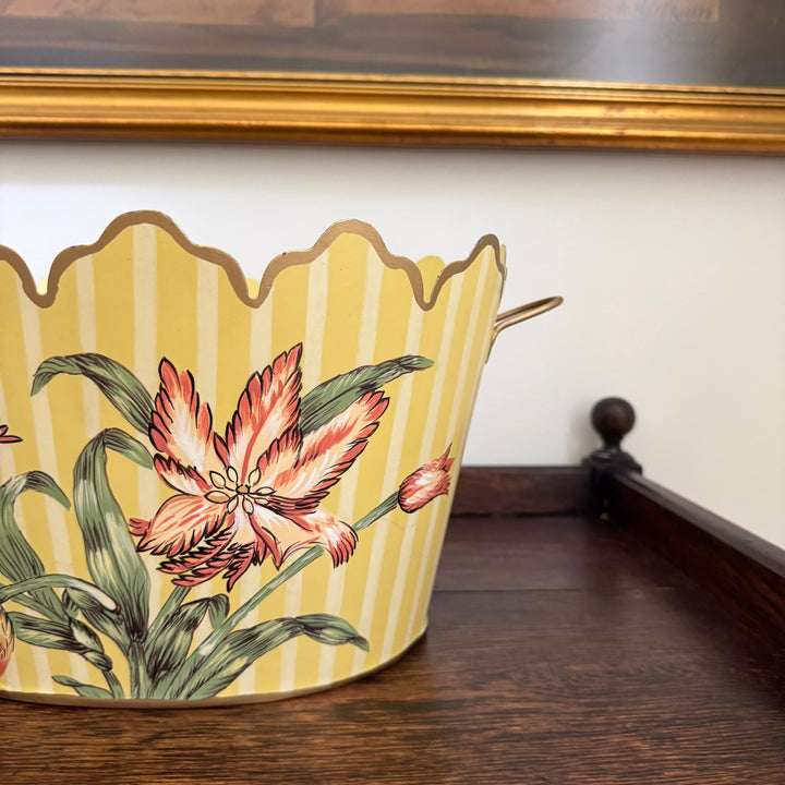 Scalloped Floral Tin Planter