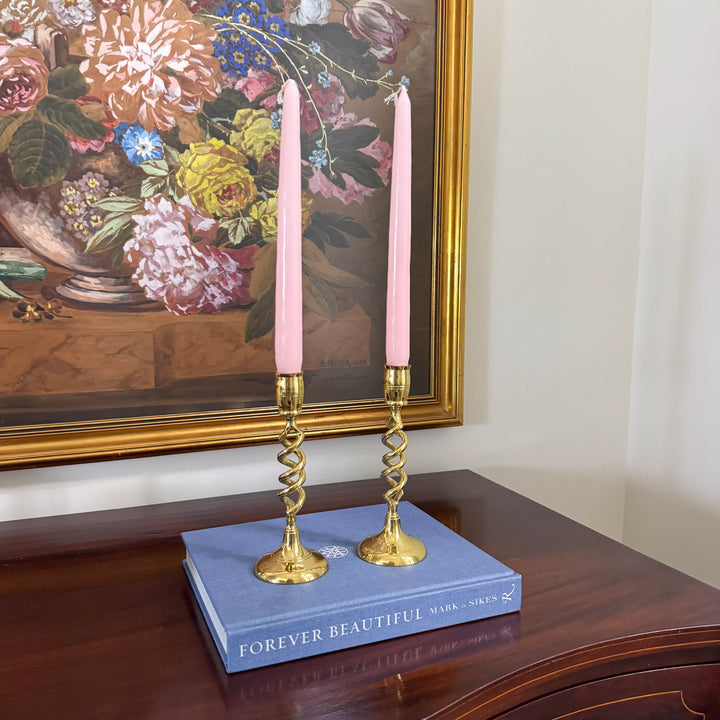 Pair of Brass Twisted Candlesticks
