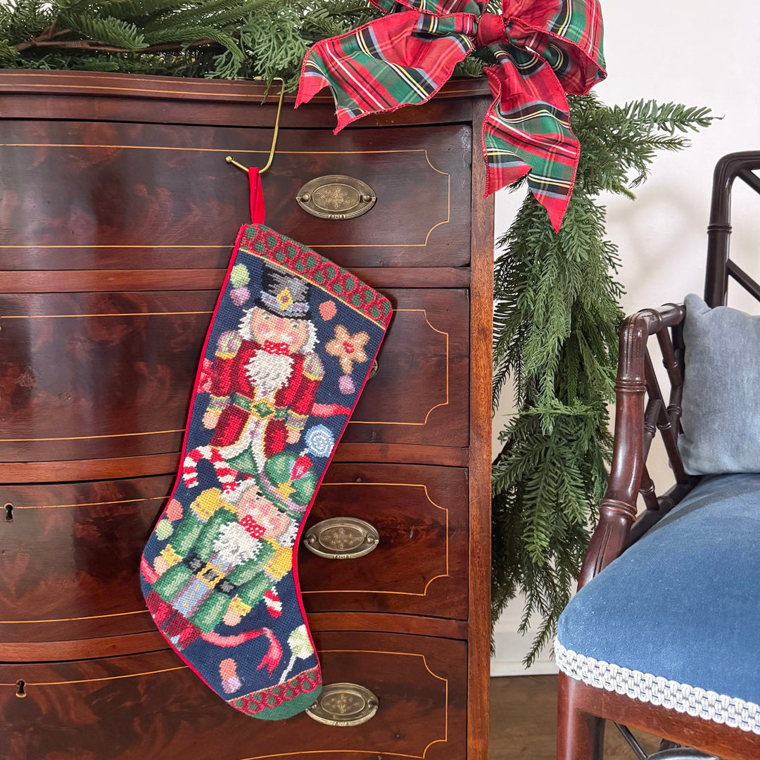 Vintage Nutcracker and Candy Needlepoint Stocking