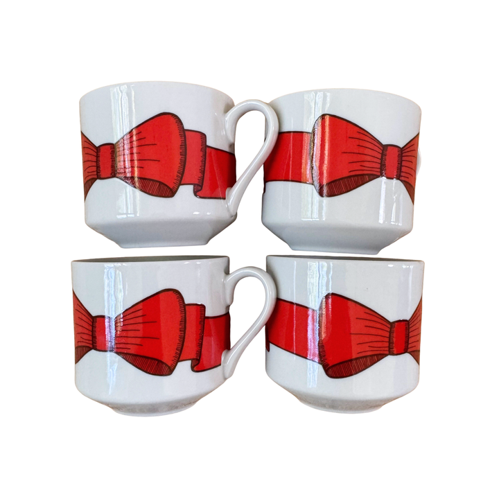 Vintage Fitz and Floyd Holly Wreath Bow Mugs