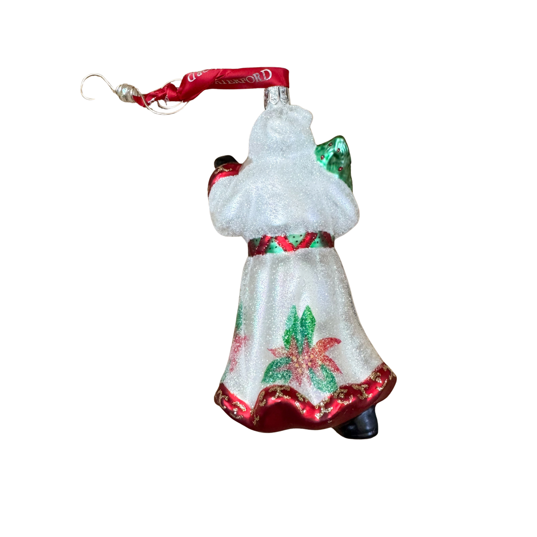 Vintage Waterford Poinsettia Santa Ornament