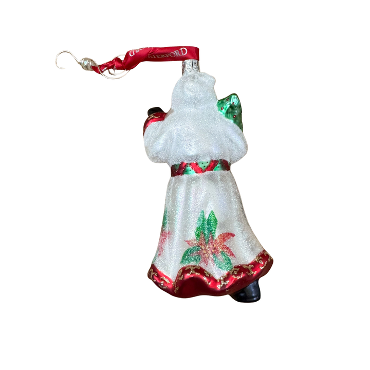 Vintage Waterford Poinsettia Santa Ornament