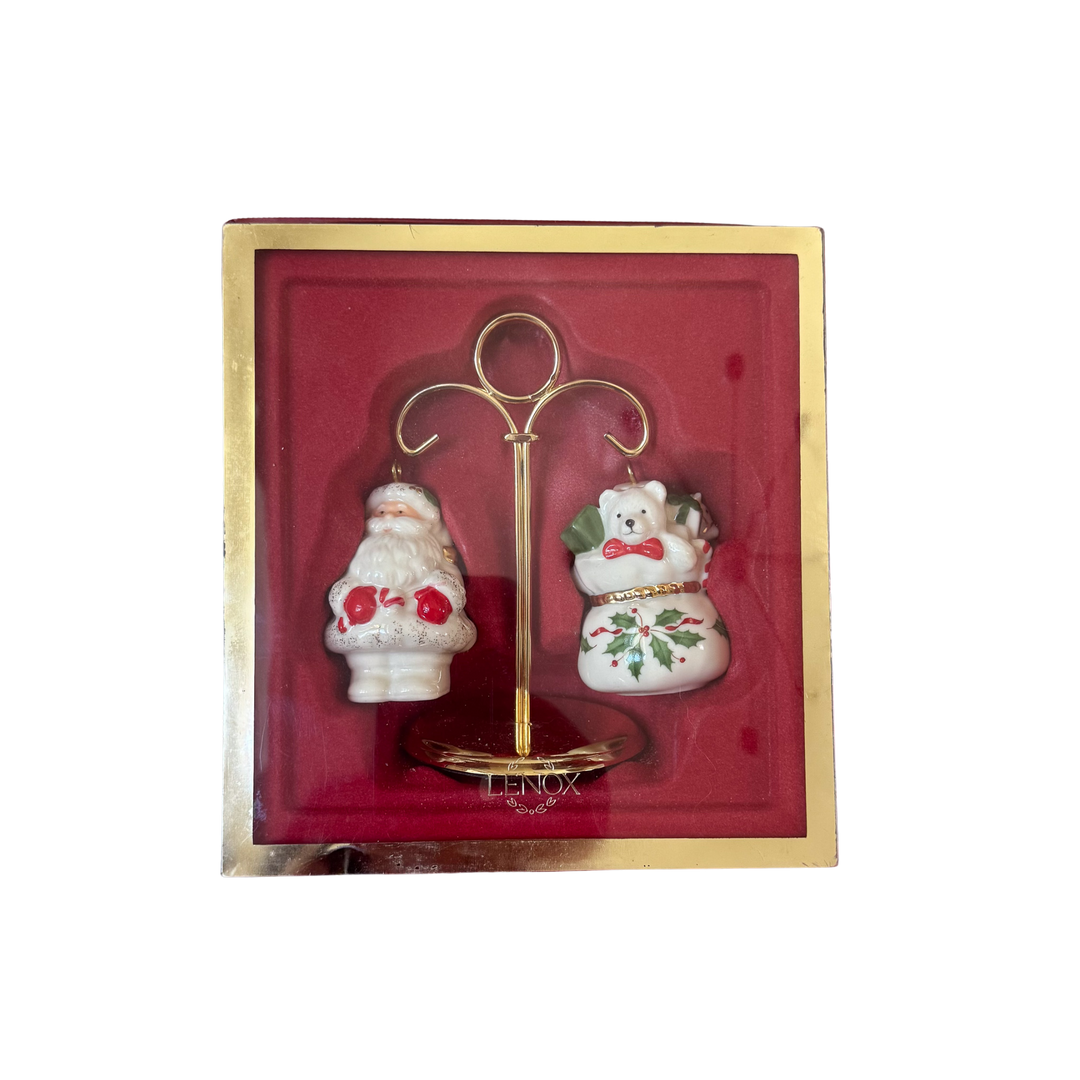 Lenox Holiday Hanging Salt & Pepper Set - Santa and His Bag of Toys