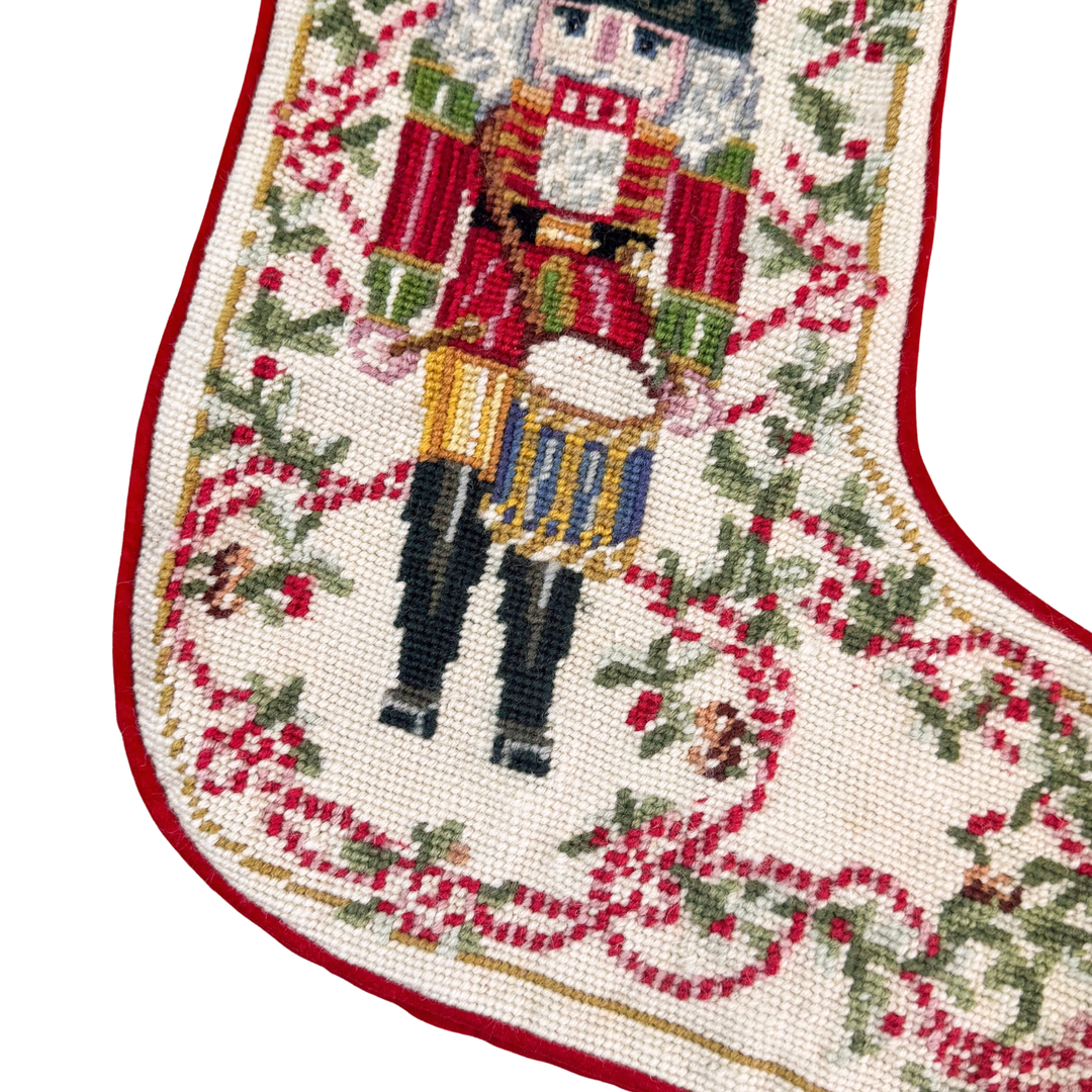 Vintage Katha Diddel Nutcracker Needlepoint Stocking