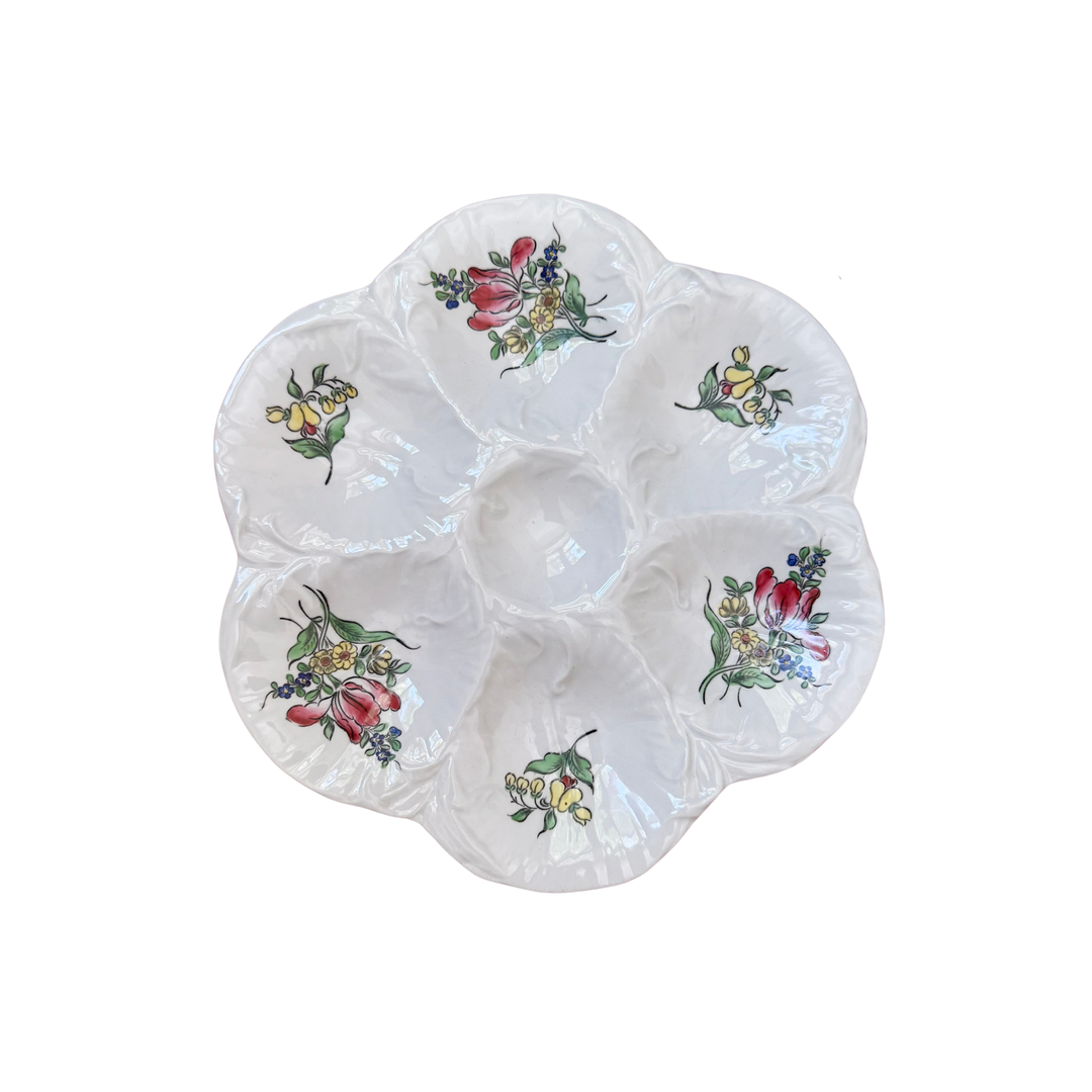 Antique Luneville French Floral Oyster Plates
