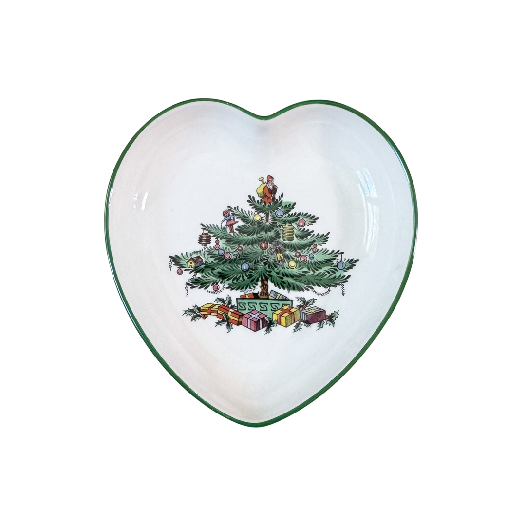 Pair of Vintage Spode Christmas Tree Trinket Dishes