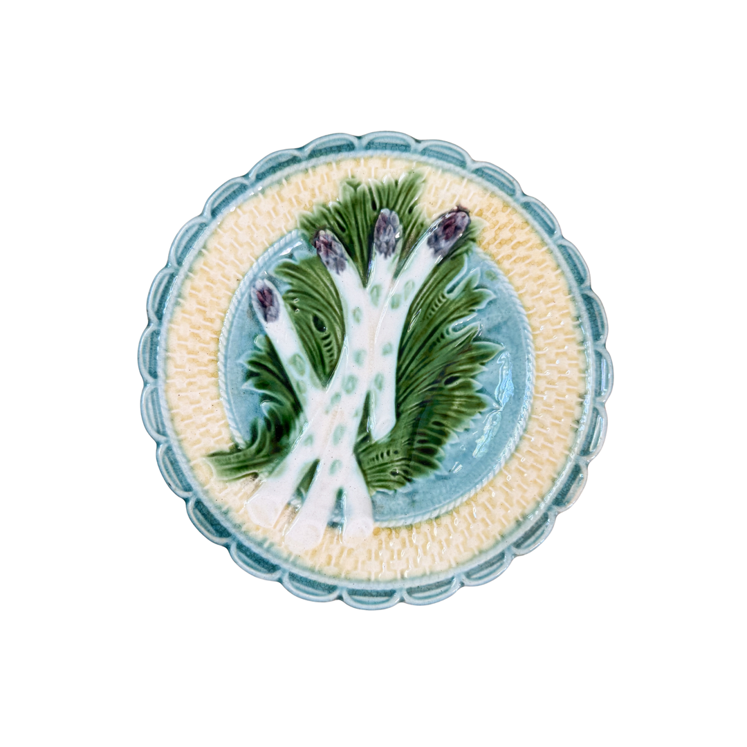 Pair of Antique French Majolica Asparagus Plates