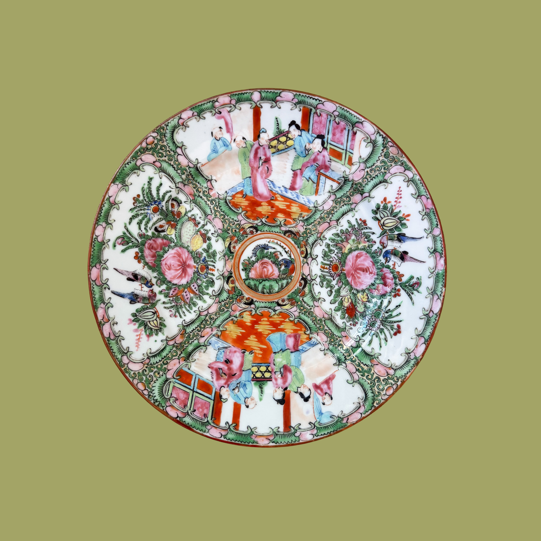 Pair of Antique Rose Medallion 10" Plates