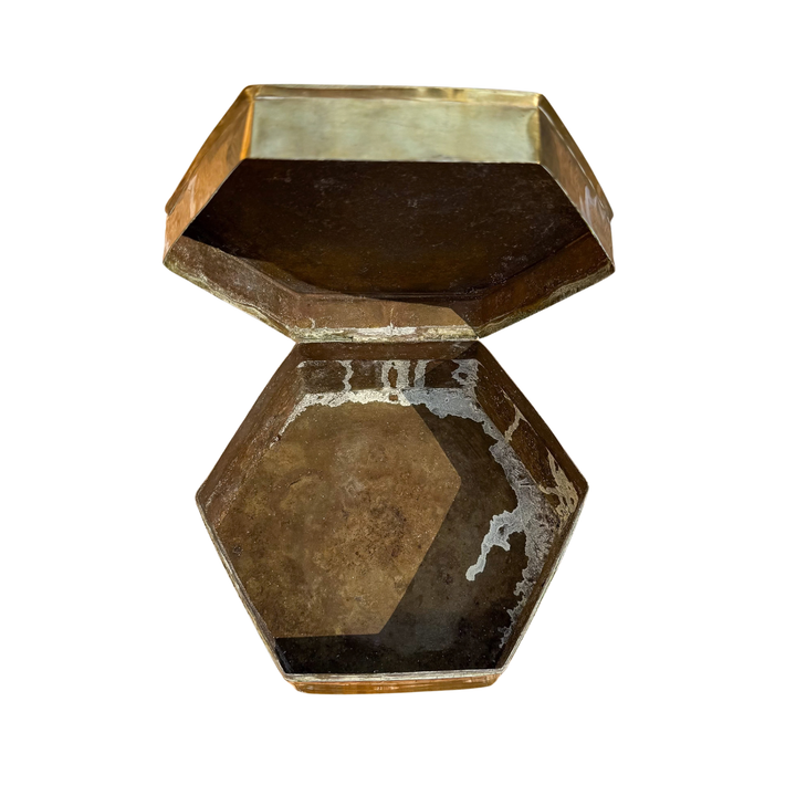 Vintage Brass Hexagonal Trinket Box