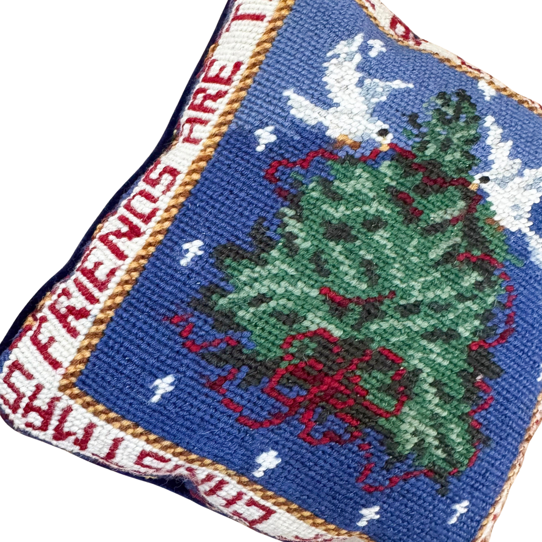 Vintage Friends Are the Magic of Christmas Needlepoint Pillow