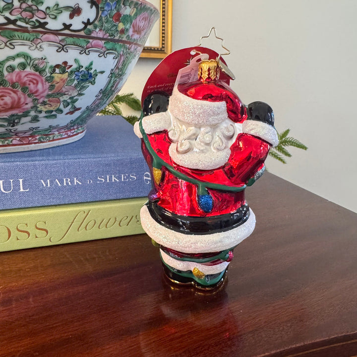 Christopher Radko Tangled Tidings Santa with Christmas Lights Ornament