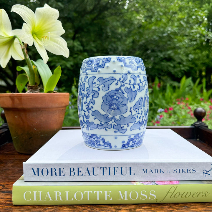Vintage Mini Blue and White Garden Stool